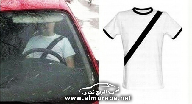 قائدي السيارات في “الصين” يحتالون على الشرطة بواسطة قميص به حزام أمان!