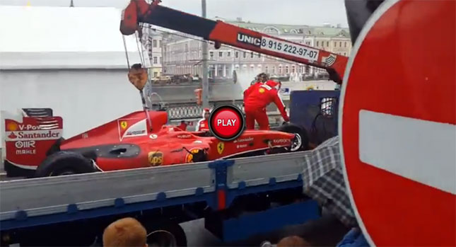 "فيديو" الياباني كاموي كوباياشي يحطم سيارة فيراري اف ون في موسكو Ferrari F1 4