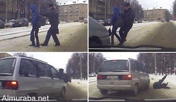 “فيديو” شرطي شجاع يحمي صبياً من سيارة مسرعة بجسده