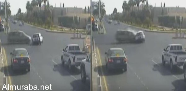 "فيديو" شاهد كاميرا ساهر ترصد حادث تصادم مباشر بين سيارتين في تبوك 1