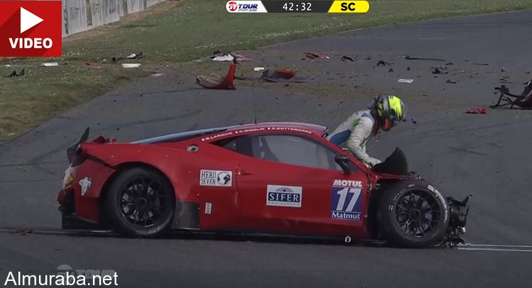 “فيديو” لحظات تحطم سيارة فيراري 458 في حلبة سباق GT نوجارو