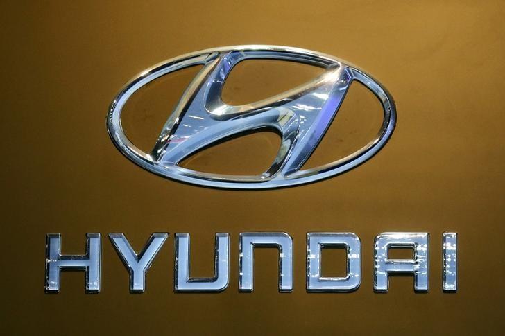 The logo of Hyundai is pictured at at the 37th Bangkok International Motor Show in Bangkok