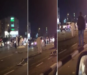 "فيديو" شاهد حادث تصادم مروع وقع بين 3 سيارات على طريق الملك فهد بمدينة الدمام 1