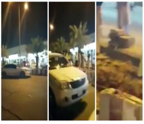 “فيديو” شاهد مواطن يتعرض لحادث سيارة بعد أن سقطت سيارته في إحدى الحفر…والسبب!