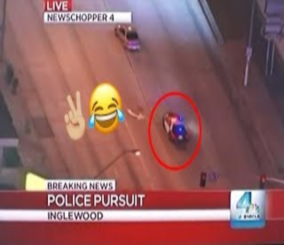 “فيديو” شاهد أمريكي يصور مطاردة شرطة لسيارة بالتلفزيون وفجأة يمرون من جانب بيته