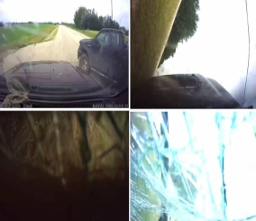 “فيديو” شاهد  لحظة انقلاب سيارة بعدما تفاجأ سائقها بسيارة تنعطف في طريقه