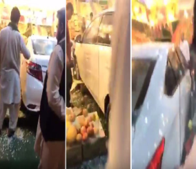 "فيديو" شاهد حقيقة مقطع إقتحام امرأة لـ محال خضراوات في بيشة بسيارتها 7