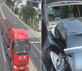 “فيديو” شاهد  شاحنة ينخلع إطارها ويتسبب في أضرار لسيارتين في الصين