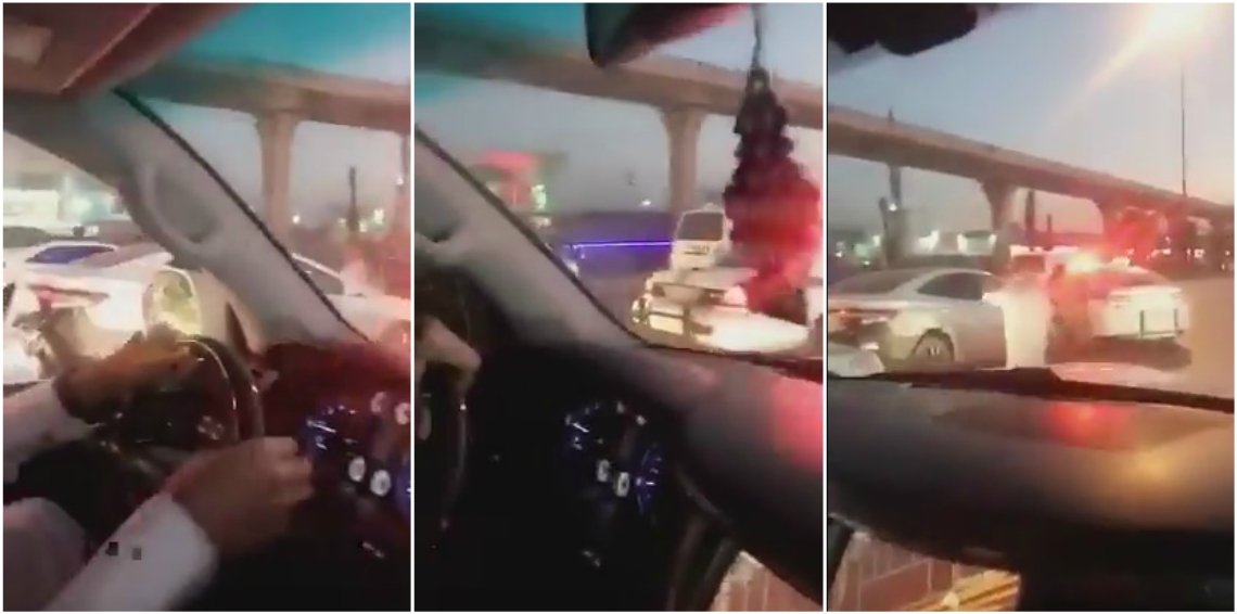 “بالفيديو” شاهد رجل يهدد شرطة المرور بـ”الساطور” في شارع عام بالمملكة