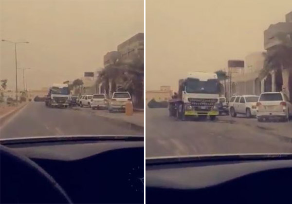 "بالفيديو" شاهد سائق شاحنة “تريلا” يسير عكس السير في شارع بالعاصمة الرياض 7