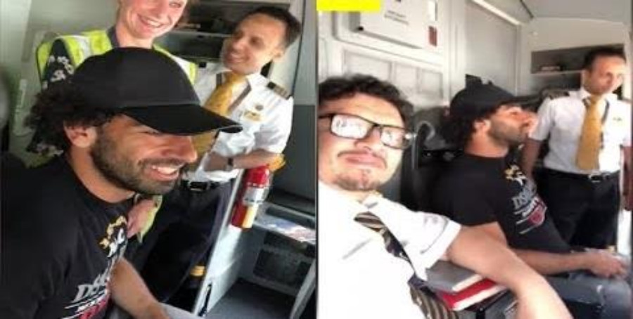 “بالفيديو” محمد صلاح على متن الخطوط السعودية ويجلس مع الكابتن