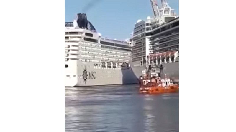“بالفيديو” شاهد اصطدام سفينتين عملاقتين في الأرجنتين