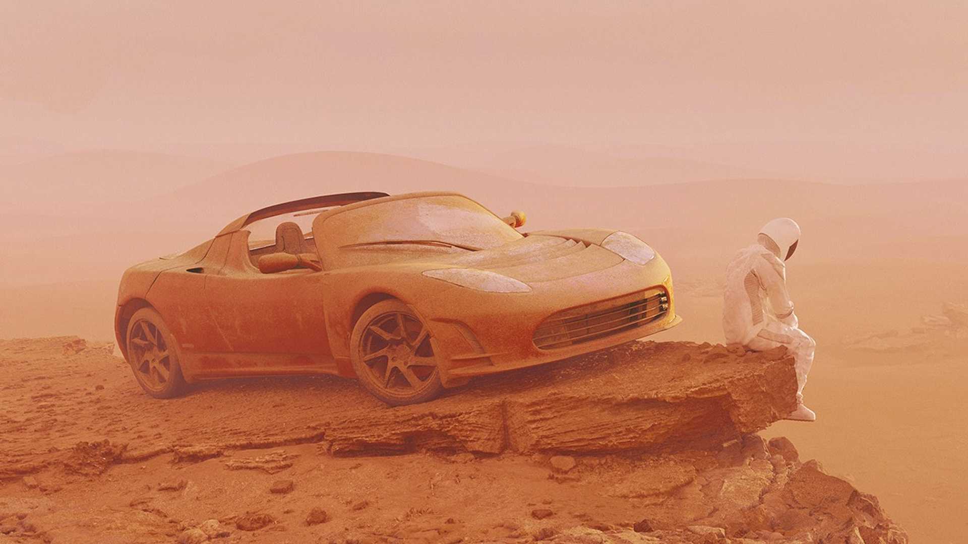 تيسلا رودستر وصلت إلى المريخ في صور تخيلية 13