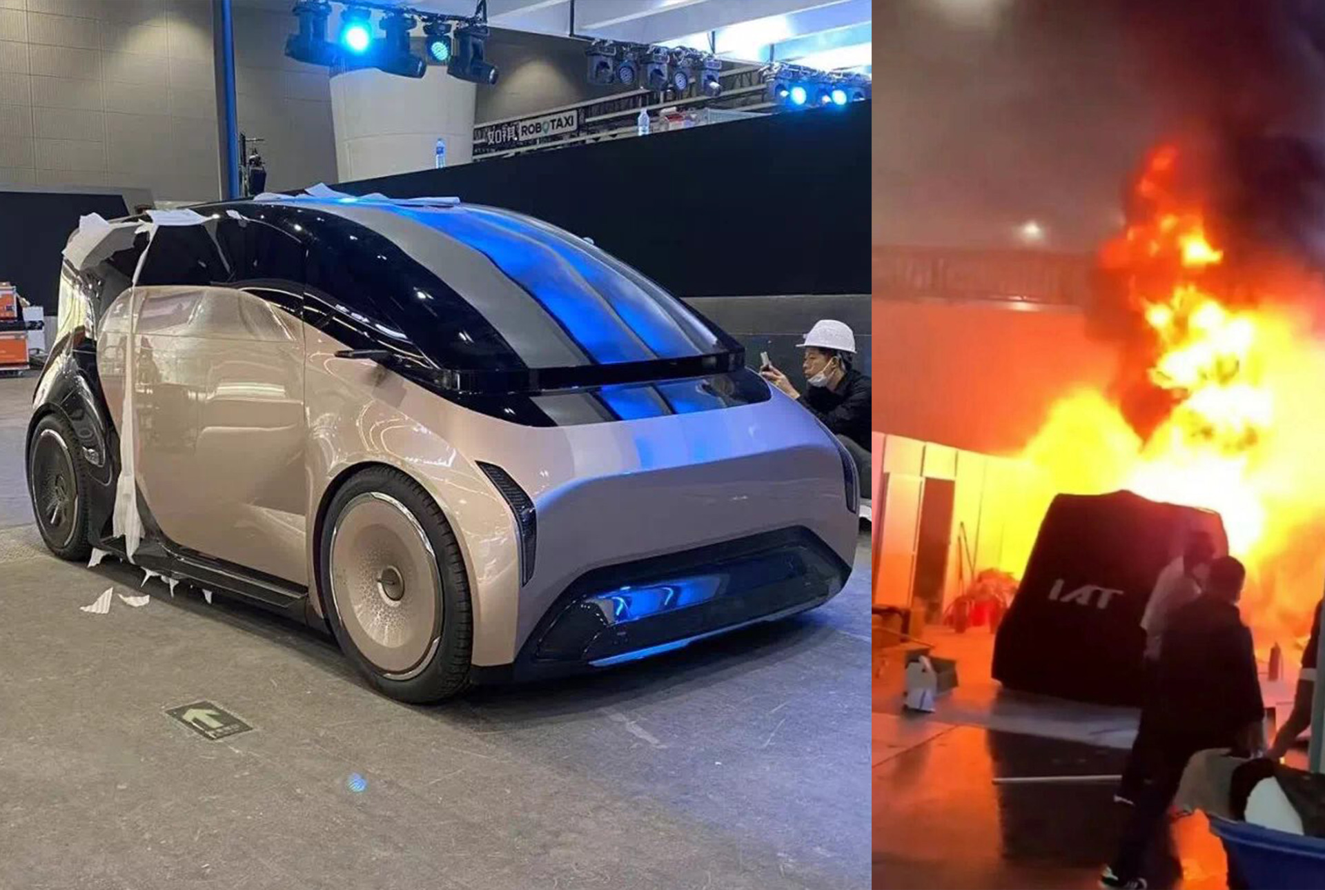 سيارة اختبارية تشتعل في معرض غوانزو للسيارات 2022 في الصين 1