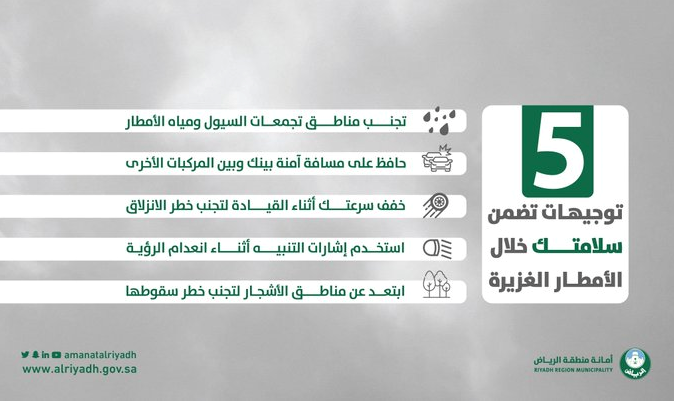 "أمانة الرياض" توجه نصائح لقائدي السيارات أثناء الأمطار 3