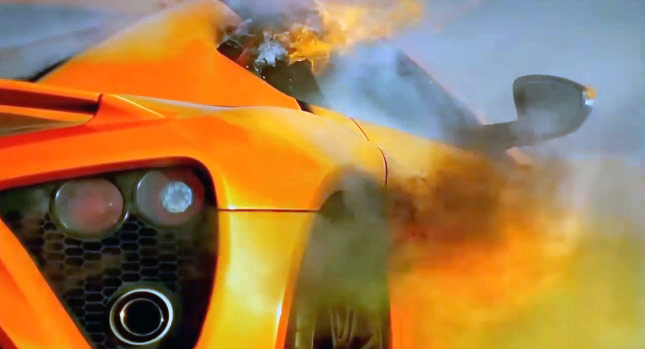 بالفيديو احتراق السيارة Zenvo ST1 اثناء اختبارها في برنامج توب جير 2